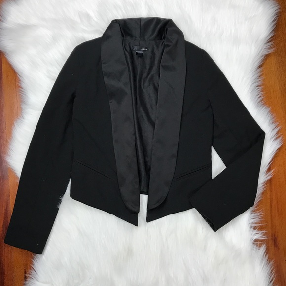 Aqua Jackets & Blazers - ☀️Aqua {Bloomingdales} Black Satin Lapel Blazer